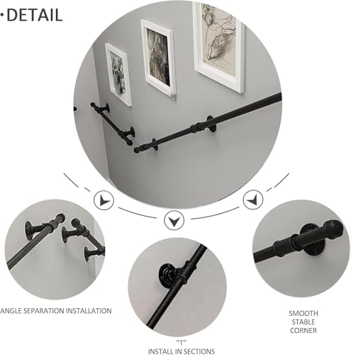 Rampe de escalier pour prévenir les chutes solution de sécurité avec barre d appui noire en fer