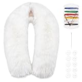 PH PandaHall Col Fausse Fourrure Blanc pour Capuche Remplacement Écharpe Floue Peluche Colliers Garniture avec Bouton Aiguille et Fil pour Femmes Manteau Hiver Costume Veste Accessoire 88x22cm