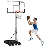 LIFEZEAL Canestro da basket per esterni, supporto da basket con altezza regolabile di 100-305 cm, impianto di basket mobile con parete posteriore di 110 x 75 cm, per bambini e adulti