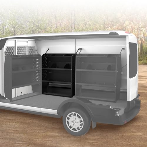 EONECROSS Black Steel Cargo Van Shelving Storage System Adjustable Height Fit for Ford Transit Connect 2014+ Ram Promaster City Chevy City Express Nissan NV200 32 W x 43 H x 13 D