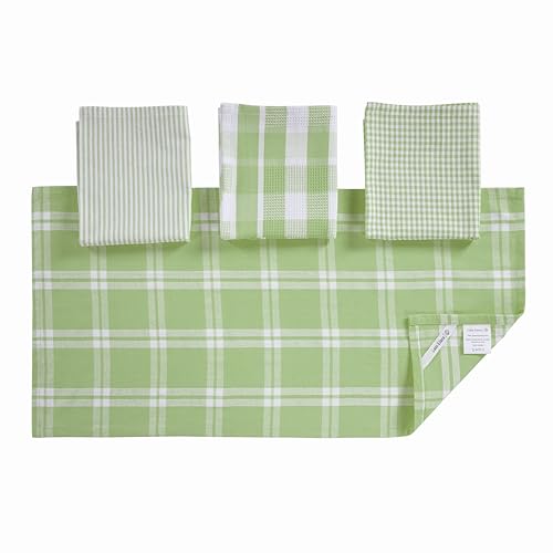 Image of LANE LINEN 100% Cotton Kitchen Dish Cloths, Ultra Soft Absorbent Quick Drying Dish Towels, Multiweave Wash Cloths Dish Towel Sets, 13x28 Inches, 4 Pack - Sage Green