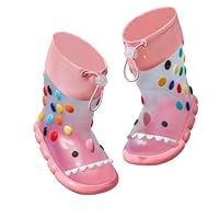 Kids Wellington Boots with Toggle Cuff- Lightweight Non-Slip EVA Wellies for Boys & Girls, Waterproof Puddle Boots with Fun Monster Design