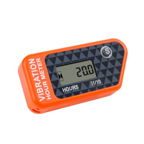 Runleader Medidor de horas de vibración LCD para mantenimiento, diseño sin cable y bloqueo de pantalla para cortadora de césped, generador, compresor, motosierras, motosierras, etc. (naranja) Runleader Medidor de horas de vibración LCD para mantenimiento, diseño sin cable y bloqueo de pantalla para cortadora de césped, generador, compresor, motosierras, motosierras, etc. (naranja)