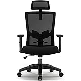 Airchros Chaise Bureau Ergonomique, Fauteuil de Bureau Pivotant en Maille, Siege Bureau avec Le Soutien Lombaires, Chaise de Bureau Hauteur Réglable, Accoudoirs Réglables, Charge 150kg, Noir