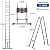 Telescoping Ladder, 16.4FT(2.5m+2.5m) Extension Ladder Dual Purpose Stainless Steel Telescopic Ladder with Stabilizer Adjustable and Non-Slip Feet, 330lbs Max Capacity Folding Ladders for Household