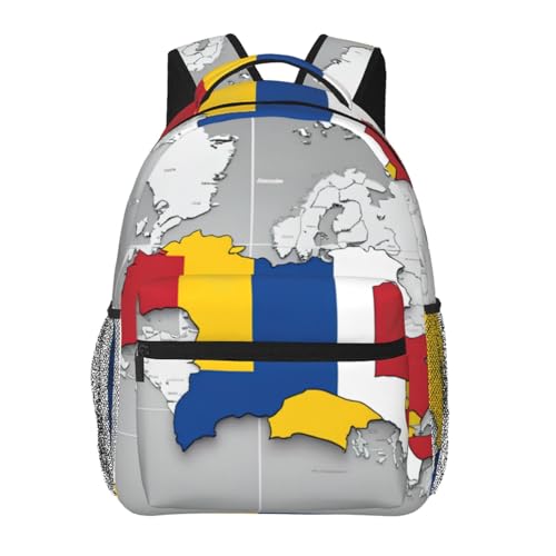 Mochila de Rumanía de 20x29x40 cm con estampado de mapa para viajes