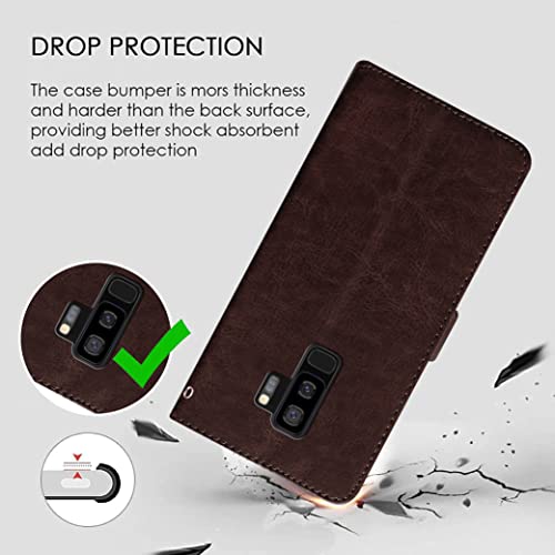 Image of Amazon Brand - Solimo Flip Leather Mobile Cover (Soft & Flexible Back case) for Samsung Galaxy S9 Plus (Coffee)