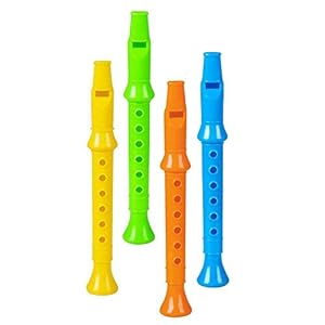 Boland 30829 – blokfluiten van plastic, 4 stuks, lengte 14 cm, instrument, fluitje, krakmaker, cadeautje, pinata…