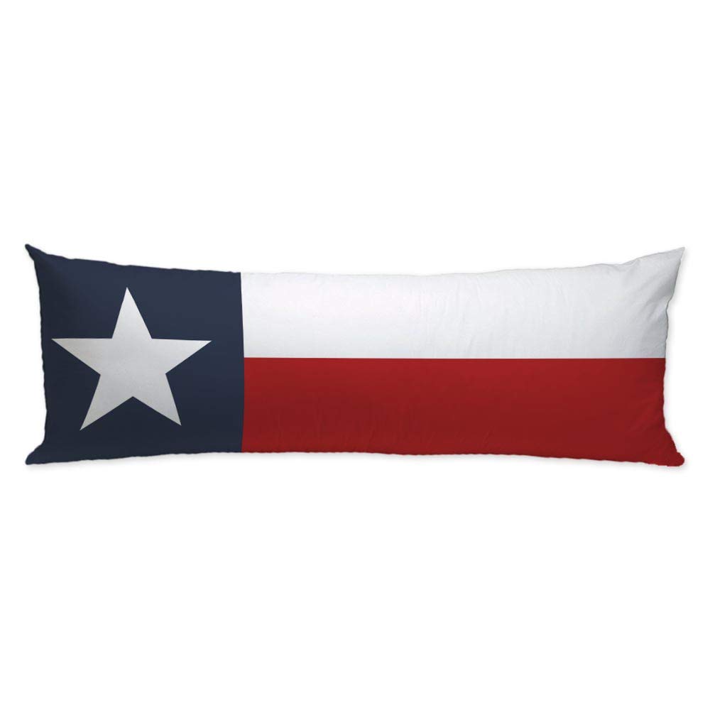 Texas Flag Body Pillow Cover Pillowcase Cute Machine Washable Soft Cotton Pillowcase with Zipper Twin Sides Print 20X50 Inch