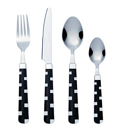 Bon Fusion Juego de cubertería de 16 Piezas de Acero Inoxidable, Color Negro