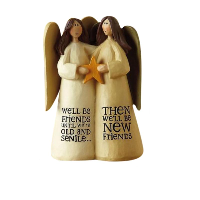 Sisters are forever friends Figure Statues Resin Desktop Art Ornament Home Decor Statue Guardian Angel Figurine for Women Angel，Angels Sister Friend Warm Embrace (B-Two Girls)