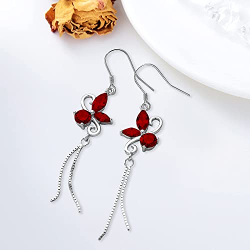 Ocj Butterfly Earrings 925 Sterling Silver Butterfly Dangle Earrings With January Birthstone Butterfly Earrings Gift For Women Jewelry Birthday Christmas Gifts For Women Girls Friends #TOP3