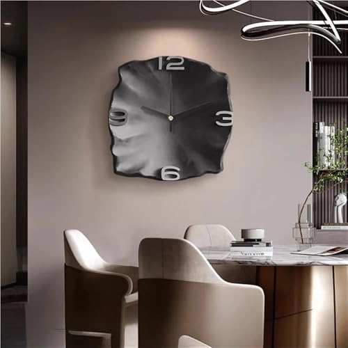 Modern Silent Wall Clock, Creative Stone-Style Sculpture Art, Living Room