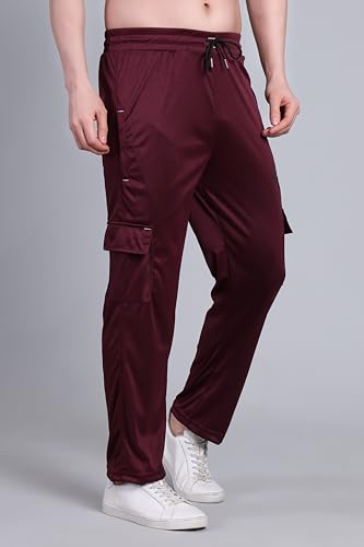 Image of Lycra Blend Cargo Track Pant for Men | Multi Pocket Lycra Stretch Fabric | Comfortable Stylish Joggers for Running Sports Casual Wear | Boys Gym Lower Activewear