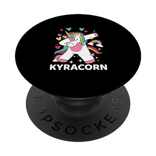 Kyracorn Personalized Name Dabbing Unicorn Kyra PopSockets Swappable PopGrip, Black