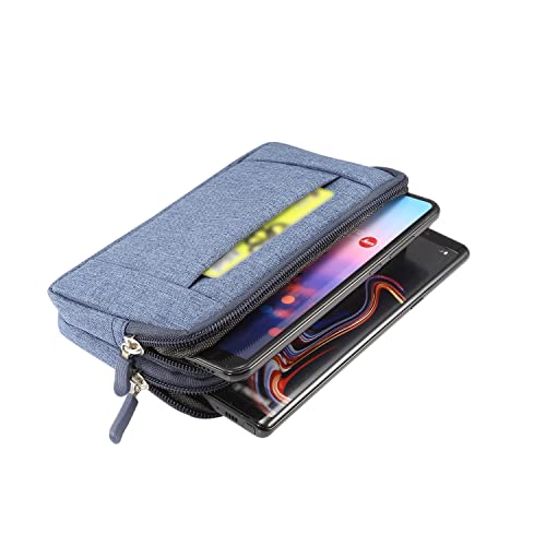 Blue Cell Phone Holster Case with Belt Clip Loop Pouch, Universal Zipper Mobile Phone Wallet, Men's Waist Bag - Image 3