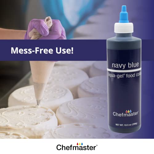 Chefmaster Navy Blue Liqua-Gel® Food Coloring | Vibrant Color | Professional-Grade Dye For Icing, Frosting, Fondant | Baking & Decorating | Fade-Resistant | Easy-To-Use | Made In Usa | 10.5 Oz #TOP3