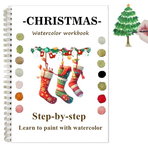 Watercolor Workbooks with Sketches Beginner Friendly Water Coloring Book Watercolor Paint Set Art Crafts Painting Kit Gift for Adults Any Level Artist (Christmas Without Paint Set)