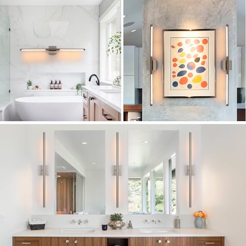 Image of TODOLUZ 40-Inch 5CCT 22W LED Bathroom Light Fixture, Brushed Nickel 2700K-5500K Wall Sconce Vanity Lighting with Rotatable Lamp Tube