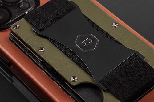 Image of Ridge Wallets for Men Compatible with Magsafe - Slim Minimalist Compact Wallet and Card Holder, RFID Protected Front Pocket Wallets for Men with Integrated Cash Strap (Matte Olive)
