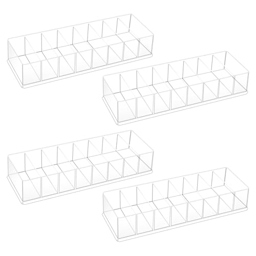 4 Pcs Acrylic Makeup Organizers, 8 Spaces Vanity Organizer, Acrylic Drawer Organizer, Lipstick Organizer, Drink Packet Organizer, Eyeshadow Palette Organizer, Countertop Makeup Organizer for Drawer