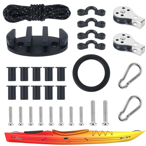 Kayak Canoe Anchor Trolley Kit with 33ft Reflective Rope, Kayak Anchor Trolley System Kit, Anchor...