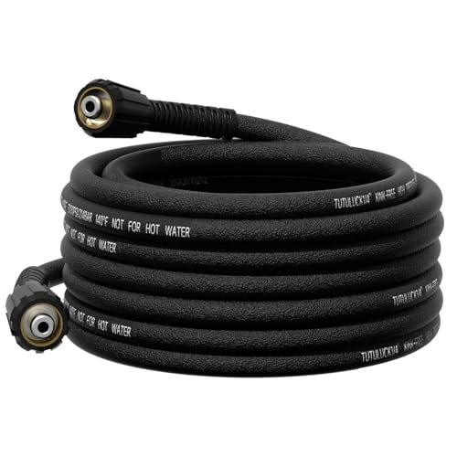 TUTULUCK Super Flexible Kink Resistant Prevent leakage Pressure Washer Hose,Black 1/4