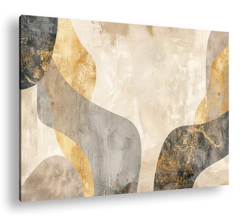 Toile abstraite Vagues dorées deyoli 90x60 cm pour décoration murale