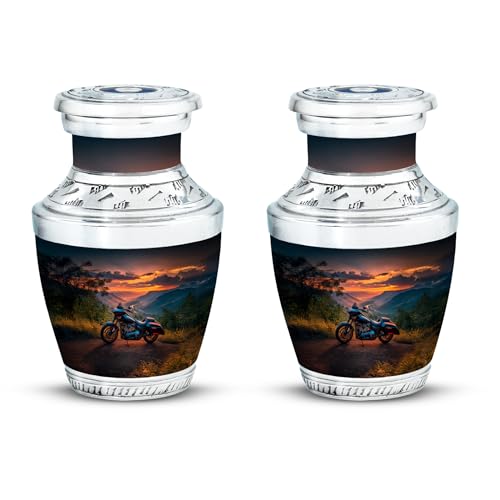 Image of Bike Urn Decorative Urns for Mom & Dad 3 Inch 2 Qty | Cremation Urn Funeral Ashes for Male & Female