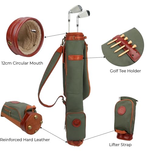 TOURBON Canvas and Leather Golf Bag