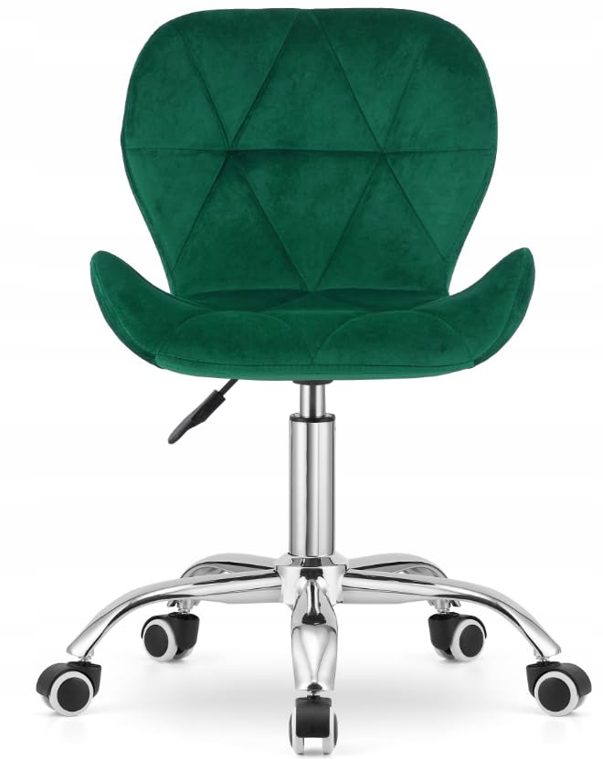 BDW Chaise de Bureau avec revêtement en Velours, Largeur d'assise 46,5cm, Pieds métalliques, réglable en Hauteur Chaise pivotante, pour Bureau, Salon, Chambre à Coucher, Vert