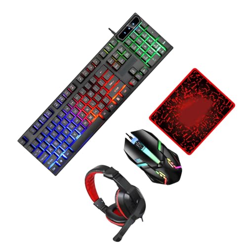 Combo gamer 4-en-1 avec clavier souris casque tapis noir led