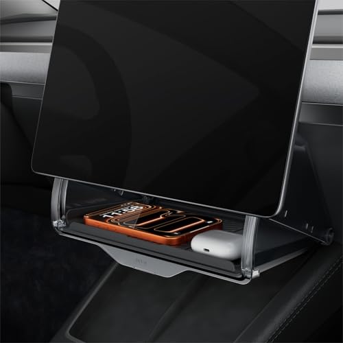 REEVAA Upgraded Tesla Model Y Hidden Under Screen Storage Box for Model Y 2020-2026 (Fit New Model Y Juniper) [One-tap Open & Stable Installation] Model Y Accessories Center Console Organizer Tray