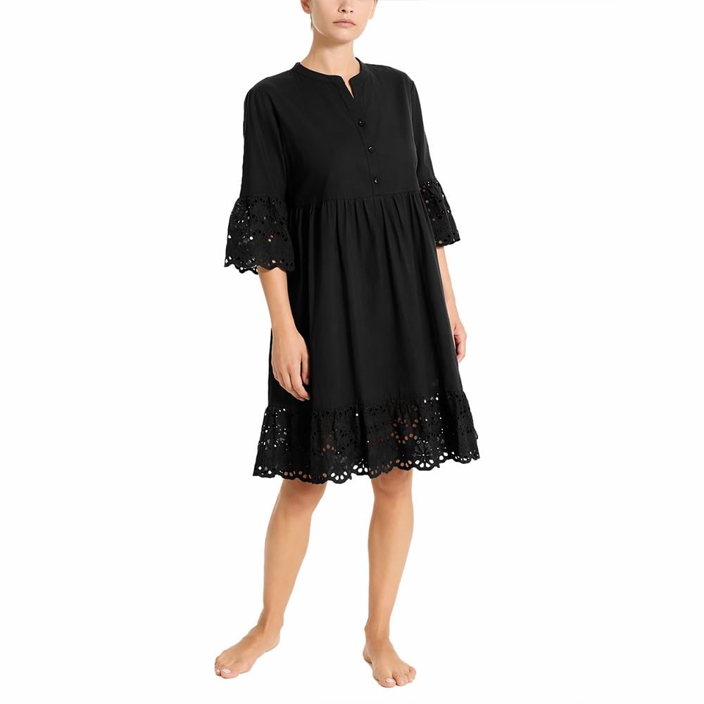 RAGNO Vestito con Dettagli in Sangallo e Mussola di Cotone ds91dg