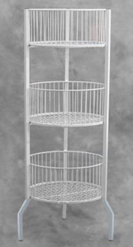 Round Tri Level Dump Bin in White 46 H x 18 D Inches