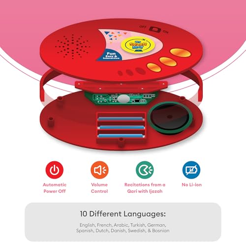 Intelligenter interaktiver Gebetsteppich zum Lernen von Salah, Sura, Wudu und Duas – islamische Gebetsmatte mit 10 Sprachen, Salah-Übersetzung, gepolstert mit 25 Touch-Tasten für Kinder ab 3 Jahren