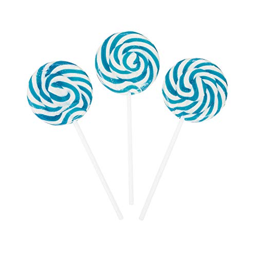 Light Blue Swirl Lollipop Sucker - Bulk Set of 24 Individually Wrapped Pops - Candy Buffets, Graduation Parties, Anniversaries & Weddings - image 1