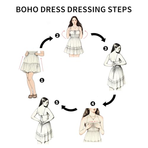 Image of ForeMode Summer Deep V Neck Bohemian Women Mini Short Dress Backless Beach Boho Dress
