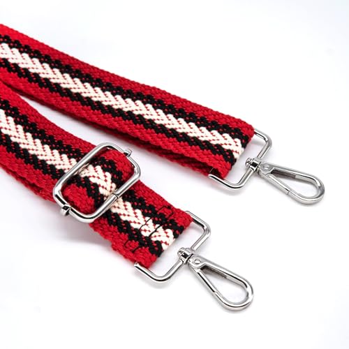 Image of S&loyoe Silver bucklePurse Straps Replacement Crossbody Bag Strap Adjustable Wide Guitar Straps for Handbags 1.5inch (Textile red Silver)