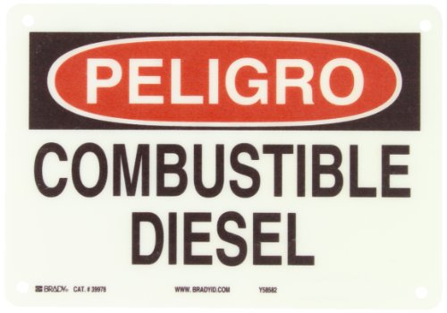Panneau Combustible Diesel Brady 39978 plaque signalétique de sécurité en fibre de verre 17x25cm