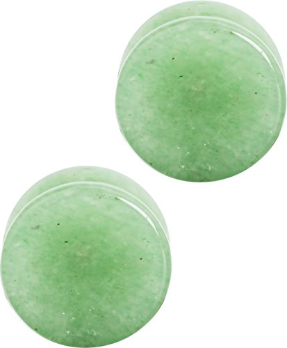 image for Forbidden Body Jewelry Set of 7/8 Inch Semi-Precious Jade Ear Gauges, 