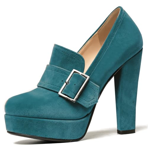Image of SHODENSE Women Vintage Chunky Platform Loafers Pumps Tassel Round Closed Toe Slip On Suede Block High Heel Dress Loafer Shoes Buckle Strap Oxford Loafers Fringe Pump Dressy Chic Sexy Y2k 4-11 M US