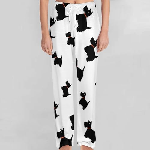 Scottish Terrier Dog Pajama Pants with Pockets Print Loungewear Bottoms Soft Sleep Pants for Men Women 5