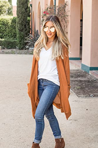 Tickled Teal Women's Long Sleeve Knit Open Front Sweater Cardigan with Pockets3