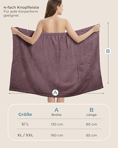 LAYNENBURG Premium Saunakilt Damen mit Knopfverschluss - 100% Baumwolle – Öko-Tex 100 - Frauen Saunatuch - Frottee Sauna-Handtuch, Kilt mit Gummizug für Wellness, Spa & Sauna(S-L rosetaupe)