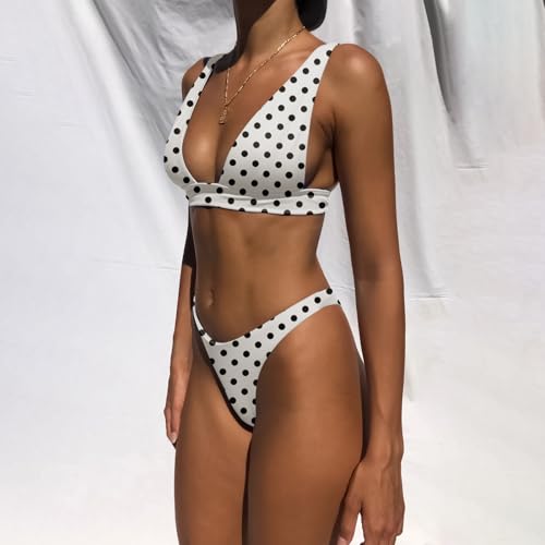 Image of Bathing Suits for Women Deep V Neck Sexy Two Piece Bikini Sets for Women Thong Halter Cheeky Swimsuit
