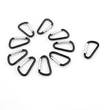 uxcell Black D Shaped Carabiner Hook Clip Holder for Camping Fishing Hiking Boating 10pcs