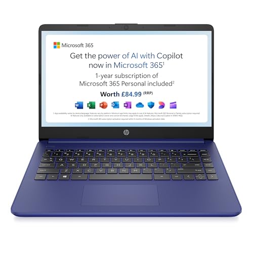 HP Stream 14' Laptop | Intel N4120 Processor | 4 GB RAM | 128 GB SSD | Intel UHD Graphics | HD Display | Dual Speakers | Microsoft 365 Personal 12 month included | Win 11 | Indigo Blue | 14s-dq0033sa