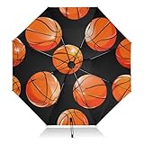 J JOYSAY Basketball Ball Sport Black Umbrella for Rain Folding Sun Umbrella for Girls Teenage