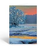 Stonehouse Collection | Magical Trees in Forest Christmas Card | Forest Creek with White Lights Holiday Cards | Wintery Christmas Cards (Standard)